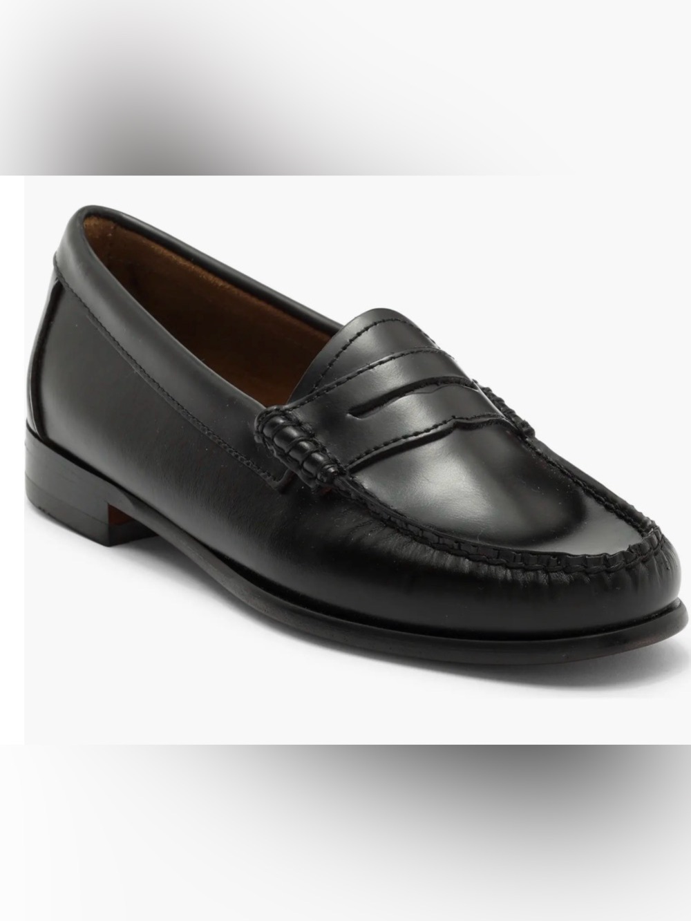 Classic Black Leather Penny Loafers - Women's Flats